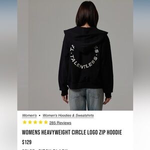 TALENTLESS Black Circle Logo Zip Hoodie